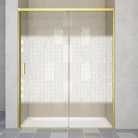 Porta doccia scorrevole L 118-119.5 cm x H 200 cm per nicchia in vetro smerigliato SP. 6 mm, profilo dorato, serie Jazz