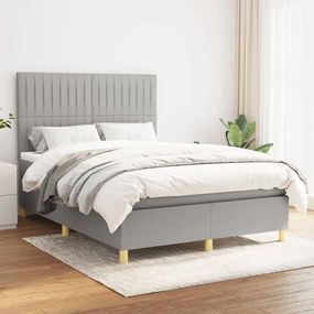 Giroletto A Molle Con Materasso Grigio Chiaro 140x190cm Tessuto /