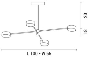 Lampadario a sospensione con supporto rigido LED 4xLED/12W/230V 4000K oro