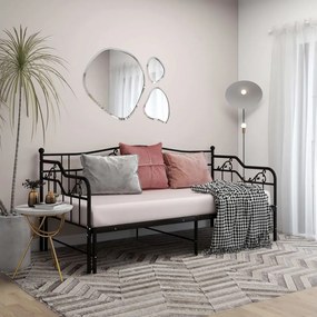 Telaio Divano Letto Estraibile Nero İn Metallo 90x200 Cm /