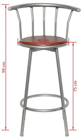 Sgabelli da Bar Set 2 pz in Acciaio Marroni