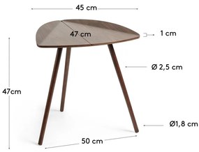 Kave Home - Tavolino Damasc in legno di noce impiallacciato 45 x 47 cm