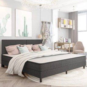 Letto A Molle Grigio İn Tessuto 200x200 Cm /