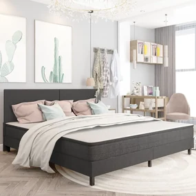 Letto A Molle Grigio İn Tessuto 200x200 Cm /
