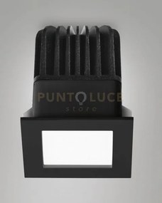 Quito faretto incasso quadro nero 6,2x6,2cm c/dri 12w 3000k 1150lm