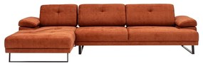 Divano angolare reclinabile arancione, angolo sinistro Mustang - Artie