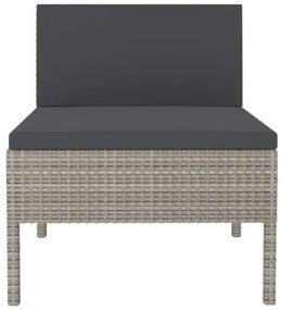 Sedie da Giardino 3 pz con Cuscini in Polyrattan Grigio