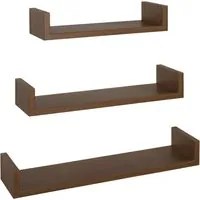 Set 3 Mensole da Parete 60-50-40x15,5x8 cm in Fibra di Legno Calamita Rovere Tabacco