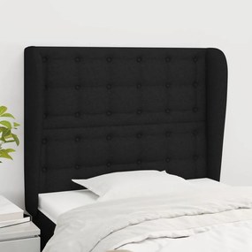 Testiera Ad Orecchio Nera 83x23x118/128 Cm İn Tessuto /