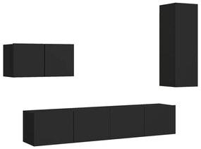 Set di mobili porta tv 4 pz nero in legno multistrato