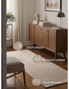 Passatoia colore naturale chiaro in lana tessuta a mano 80x300 cm Eleni Natural White – Hanse Home