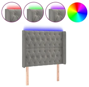 Testiera a led grigio chiaro 93x16x118/128 cm in velluto