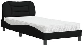 Letto con materasso nero 90x200 cm in tessuto