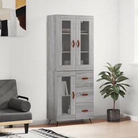 Credenza Grigio Sonoma 69,5x34x180 Cm İn Legno Multistrato /