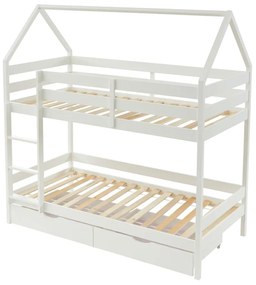 Letto a castello capanna 2 x 90 x 190 cm 2 cassetti Abete Bianco - CHORI