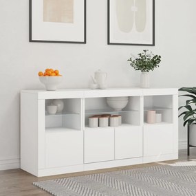 Credenza con luci led bianca 142,5x37x67 cm