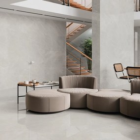 Piastrella da pavimento e rivestimento interno 120 x 120 cm Sp. 9 mm rettificato Eternal in gres porcellanato grigio perla lucido traffico intenso (pei 4/5) 1.44 mq
