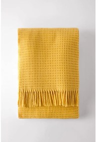 Plaid giallo con motivo Waffle, 140 x 180 cm Waffel - Euromant