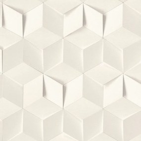 Carta da parati Cubi bianco, 53 cm x 10.0 m