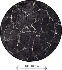 Tappetino per il bagno nero ø 100 cm Marble – Foutastic