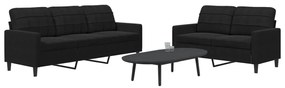 Set Di Divani 2 Pz Con Cuscini Nero İn Velluto /