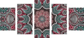 Quadri 5 pezzi – Mandala indiana con motivo floreale