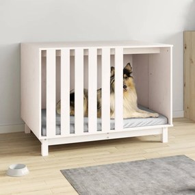 Casetta Per Cani Bianca 100x70x72 Cm İn Legno Massello Di Pino /