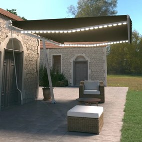 Tenda Da Sole Retrattile Manuale Con Led 500x350 Cm Antracite /