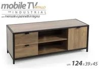 Mobile porta tv basso industrial marrone cm 124 x 39 x 45 h