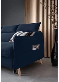 Divano letto angolare in velluto blu scuro (angolo sinistro) Sweet Harmony - Miuform