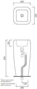 Cielo Shui Lavabo freestanding 40x40 H.85 con scarico a terra senza troppopieno in ceramica cemento