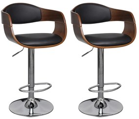 Sgabelli Da Bar 2 Pz İn Legno Piegato E Similpelle /
