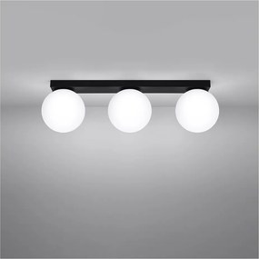 Lampada da soffitto nera con paralume in vetro ø 12 cm Umerta - Sollux