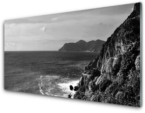 Quadro su vetro acrilico Paesaggio di montagna del mare 100x50 cm