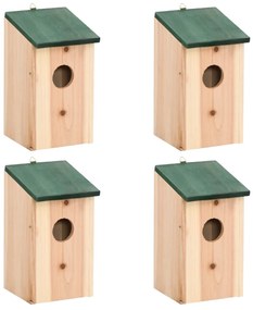 Casette Per Uccelli 4 Pz İn Legno 12x12x22 Cm /