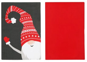 Set 2 strofinacci gnomi Natale grigio scuro e rosso