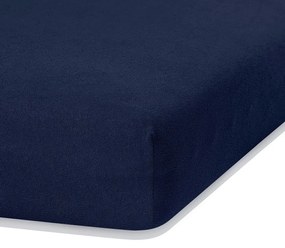 Lenzuolo elastico blu navy ad alto contenuto di cotone, 160/180 x 200 cm Ruby - AmeliaHome