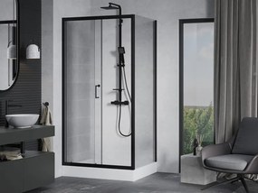 Mexen Apia cabina doccia scorrevole 120 x 90 cm, trasparente, nera + piatto doccia Rio - 840-120-090-70-00-4510