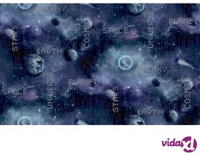 Noordwand Good Vibes Carta da Parati Galaxy Planets and Text Nera e Viola