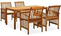 Set da Pranzo da Giardino 5 pz con Cuscini Massello di Acacia cod mxl 43108