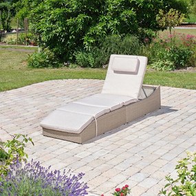 Lettino da giardino in rattan bianco/beige Akland - Bonami Selection