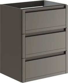 Mobile da bagno sospeso sotto lavabo L 59.5 x H 78 x P 45.5 cm grigio opaco, 3 cassetti TRATTO