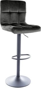 Sgabello bar C105 Velvet in velluto nero Bluvel 19 con struttura in metallo nero opaco – 42x96 cm