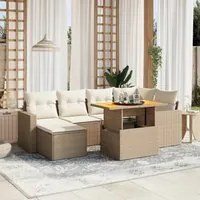 Set Divani da Giardino 11 pz con Cuscini Beige in Polyrattan 3274592