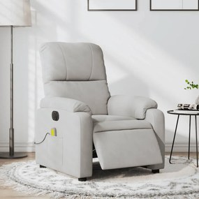 Poltrona Reclinante Massaggi Elettrica Grigio Chiaro Microfibra /