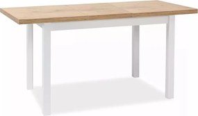 Tavolo Adam estensibile in MDF bianco opaco e piano laminato rovere Lancelot – 120-160x68 cm
