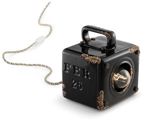 Lumetto Vintage Industrial Ferro E Ceramica Nero 1 Luce E27