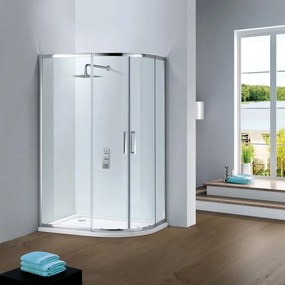 Box doccia con ingresso angolare scorrevole Slimline asimmetrico L 120 x L 80 x H 195 cm in vetro, sp. 6 mm vetro senza finitura / trasparente cromo