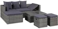 Set Divani da Giardino 4 pz con Cuscini in Polyrattan Grigio cod mxl 43682