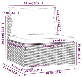 Set Salotto da Giardino con Cuscini 9pz Nero in Polyrattan